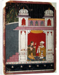 Heroine and her lover in a pavilion, c.1640-50 by Indian School