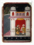 Heroine and her lover in a pavilion, c.1640-50 by Indian School