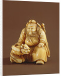 Netsuke in the form of a demon queller and a small demon, Meiji Period by Tokoku Tokoku