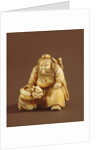 Netsuke in the form of a demon queller and a small demon, Meiji Period by Tokoku Tokoku