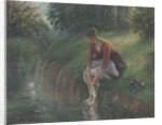 Woman Bathing Her Feet in a Brook, 1894-95 by Camille Pissarro