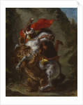 Arab Horseman Attacked by a Lion, 1849-50 by Ferdinand Victor Eugene Delacroix