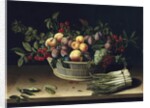 Still life with a basket of fruit and a bunch of asparagus, 1630 by Louise Moillon