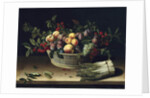 Still life with a basket of fruit and a bunch of asparagus, 1630 by Louise Moillon