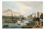 A View of London Bridge and the Custom House, with the Margate Steam Yachts, pub. 1820 by Colnaghi & Co. by Robert the Elder & Younger Havell