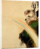 Gibbon seated on a rock with rainbow in foreground by Shibata Zeshin