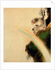 Gibbon seated on a rock with rainbow in foreground by Shibata Zeshin
