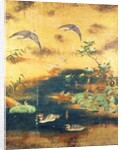 Birds and flowers sliding-door panel by Japanese School