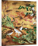 Birds and flowers sliding-door panel by Japanese School