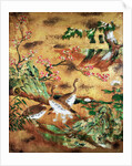 Birds and flowers sliding-door panel by Japanese School