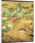 Birds and flowers sliding-door panel by Japanese School