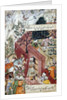 The Mughal Emperor Babur about to oversee the laying out of a garden, using lines by Mughal School
