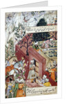The Mughal Emperor Babur about to oversee the laying out of a garden, using lines by Mughal School