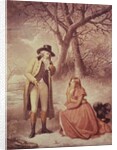 Gentleman and woman in a wintry scene by George Morland