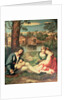 Youth with a guitar and two girls sitting on a river bank by Giorgione