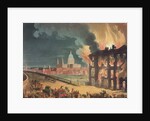 Fire at Albion Mill, Blackfriars Bridge, from Ackermann's 'Microcosm of London' c.1808-11 by T. & Pugin A.C. Rowlandson