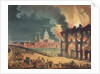 Fire at Albion Mill, Blackfriars Bridge, from Ackermann's 'Microcosm of London' c.1808-11 by T. & Pugin A.C. Rowlandson