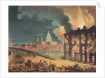 Fire at Albion Mill, Blackfriars Bridge, from Ackermann's 'Microcosm of London' c.1808-11 by T. & Pugin A.C. Rowlandson