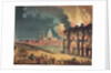 Fire at Albion Mill, Blackfriars Bridge, from Ackermann's 'Microcosm of London' c.1808-11 by T. & Pugin A.C. Rowlandson