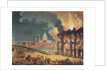 Fire at Albion Mill, Blackfriars Bridge, from Ackermann's 'Microcosm of London' c.1808-11 by T. & Pugin A.C. Rowlandson