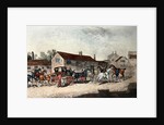 The Mail Coach Changing Horses, engraved by R. Havell, 1815 by James (after) Pollard
