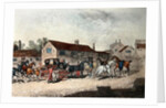 The Mail Coach Changing Horses, engraved by R. Havell, 1815 by James (after) Pollard