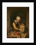 An Old Woman Scouring a Pot, c.1660 by Godfried Schalken or Schalcken