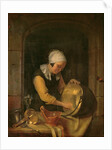 An Old Woman Scouring a Pot, c.1660 by Godfried Schalken or Schalcken