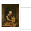 An Old Woman Scouring a Pot, c.1660 by Godfried Schalken or Schalcken