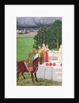 A Prince begging water from women at a well, Mughal, c.1720 by Indian School