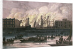 View of a fire at Whitehall Palace by School English
