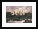 View of a fire at Whitehall Palace by School English