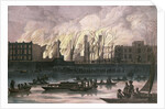 View of a fire at Whitehall Palace by School English