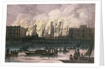 View of a fire at Whitehall Palace by School English