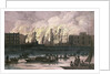 View of a fire at Whitehall Palace by School English