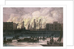 View of a fire at Whitehall Palace by School English