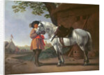 A Cavalier with a Grey Horse by Abraham van Calraet
