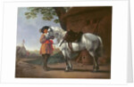 A Cavalier with a Grey Horse by Abraham van Calraet