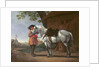 A Cavalier with a Grey Horse by Abraham van Calraet