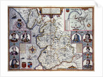 Map of Lancaster divided into hundreds, 1610 by English School