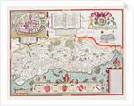 Sussex, engraved by Jodocus Hondius from John Speed's Theatre of the Empire of Great Britain, pub. by John Sudbury and George Humble, 1611-12 by John (after) Speed