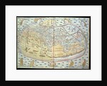 Map of the world, based on descriptions and co-ordinates given in 'Geographia', first published in Ulm, Germany by Ptolemy