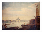 View of the Temple, St. Paul's, and Blackfriars Bridge, from Maltby's Shot Manufactory, 1760 by English School