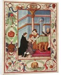 Mary Tudor touches a scrofulous boy by English School