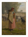 Young Girl Guarding her Sheep, c.1860-62 by Jean-Francois Millet