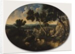 Rocky Landscape with Hunters, c.1635 by Gaspard Poussin Dughet