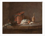 Kitchen Utensils with Leeks, Fish, and Eggs, c.1734 by Jean-Baptiste Simeon Chardin