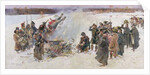 Burning of Standards in 1812, 1896, fragment of 'The Berezina Panorama', 1896 by Wojciech Kossak