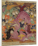 Fight between Bahrama and Tazaw by Persian School