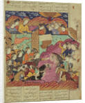 Battle between Feradin and Zahaki by Persian School